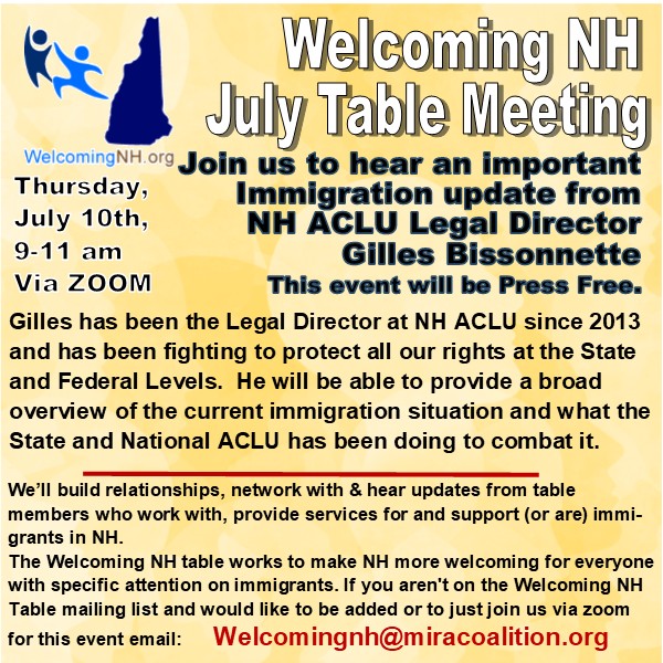 July Welcoming NH Table with ACLU NH Legal Director Gilles Bissonette